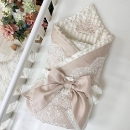Paturica bebe din satin si tesatura minky Classic Ivory (3)